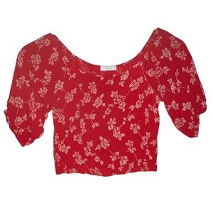 Flynn Skye Red Floral Crop Top